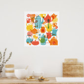 Poster du Carré Tea Items in Bright Colours (Cuisine)