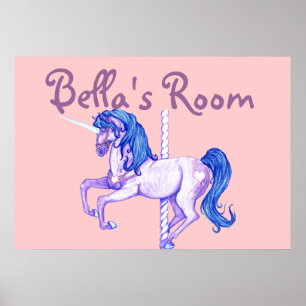 Poster du carrousel de la fille Unicorn Imprimer