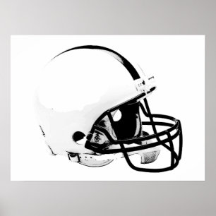 Poster du casque de football Black White Pop Art