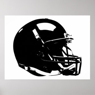 Poster du casque de football Black White Pop Art
