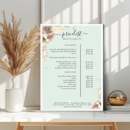 Poster du catalogue des prix du salon Boho