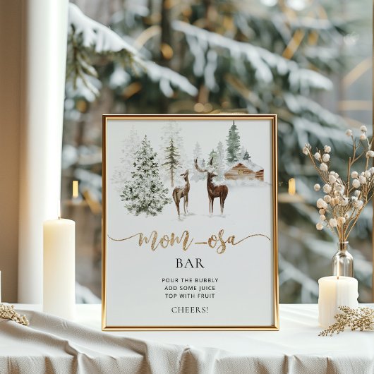 Poster du cerf de forêt boisé cosy bar maman-osa