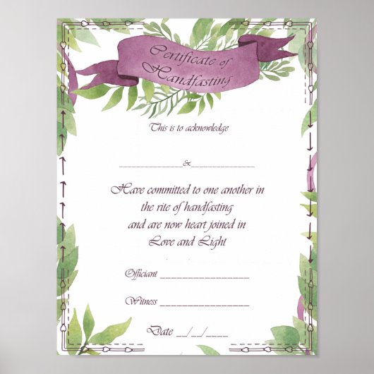 Poster du certificat de jeûne - Sorcière verte (Devant)