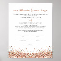 Poster du certificat de mariage d'or Rose de REGIN