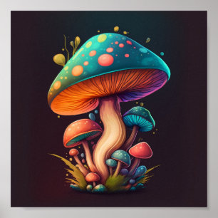 Poster du champignon Trippy Blue Amanita Muscaria