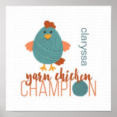Poster du champion de poulet turquoise et rouille (Devant)