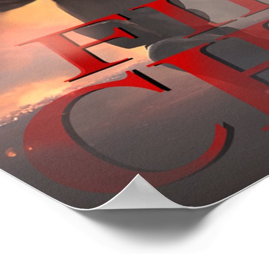 Poster du chef incendie devant les flammes 12X16 ( (Coin)