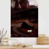 Poster du Cheval Blanc dans les Canyons de l'Utah (Cuisine)