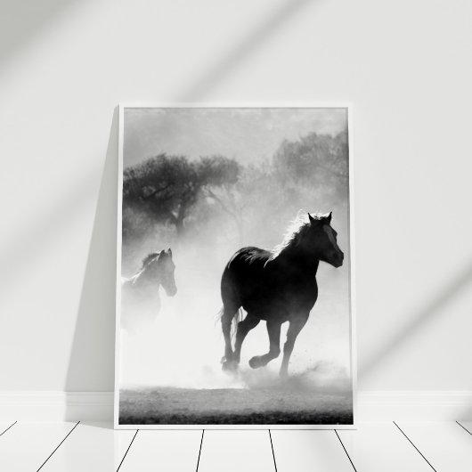 Poster du Cheval noir et blanc Imprimer