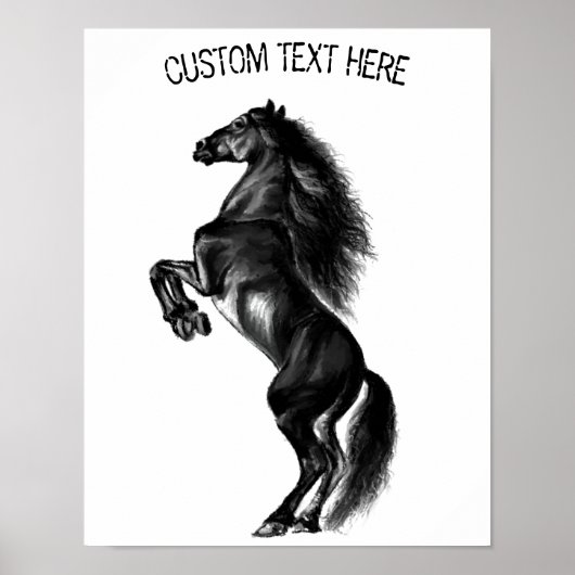 Poster du Cheval sauvage noir droit Votre texte / (Devant)