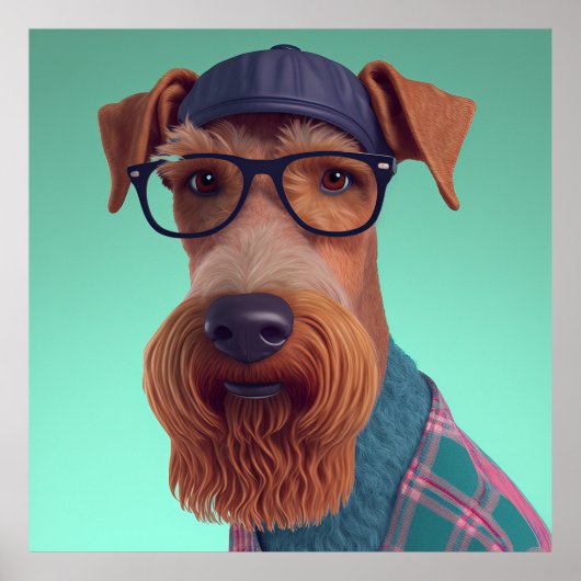 Poster du Chien Hipster Airedale Terrier (Devant)