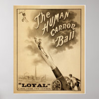 Poster du Cirque vintage Le Balle du Cannon humain