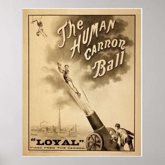 Poster du Cirque vintage Le Balle du Cannon humain (Devant)