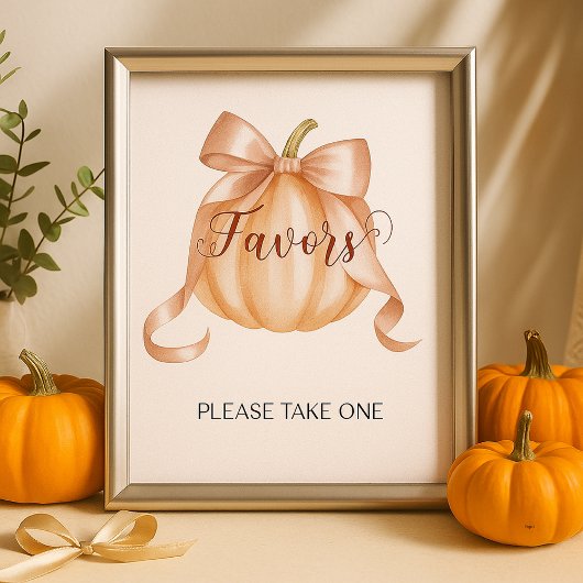 Poster du citrouille Bow Baby shower Faveurs
