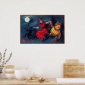 Poster du citrouille vintage de la sorcière d'Hall (Cuisine)