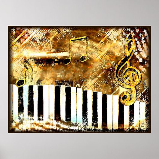 Poster du clavier de piano musicale Grungy (Devant)