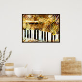 Poster du clavier de piano musicale Grungy (Cuisine)