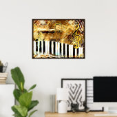 Poster du clavier de piano musicale Grungy (Bureau à domicile)