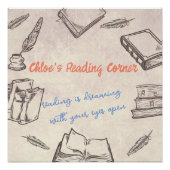 Poster du coin de lecture. Nom et texte modifiable (Devant)