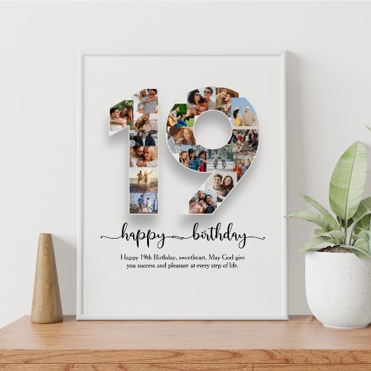 Poster du collage photo du 19e anniversaire