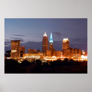 Poster du cool Blue Cleveland Ohio (sans texte)