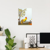 Poster du coq sur la clôture (Bureau à domicile)