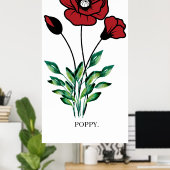 Poster du coquelicot août Fleur du mois de naissan (Bureau à domicile)