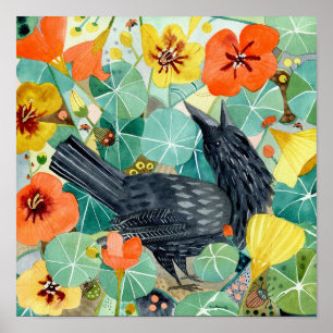 Poster du corbeau et du Nasturtium