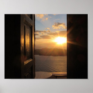 Poster du coucher de soleil à Santorin