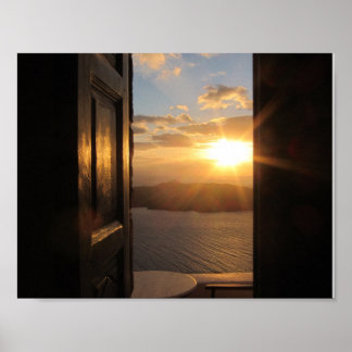 Poster du coucher de soleil à Santorin