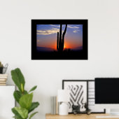 Poster du coucher de soleil de Cactus (Bureau à domicile)