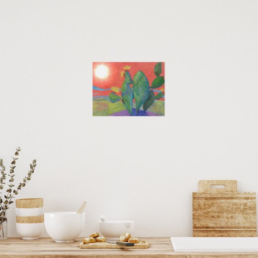 Poster du coucher de soleil de Cactus (Cuisine)