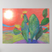 Poster du coucher de soleil de Cactus (Devant)