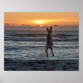 Poster du coucher de soleil de plage "Live Large" (Devant)