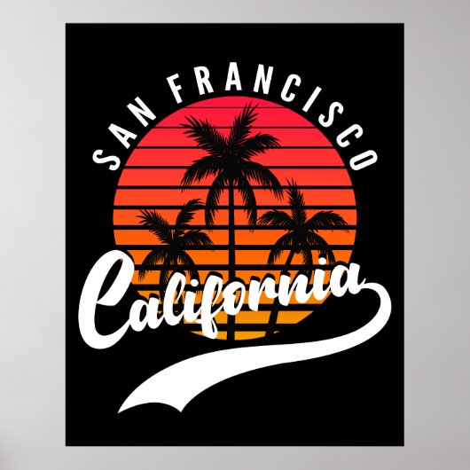 Poster du coucher de soleil de San Francisco Retro (Devant)