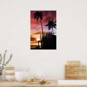 Poster du coucher de soleil de surf (Cuisine)