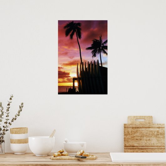 Poster du coucher de soleil de surf (Cuisine)