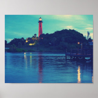 Poster du coucher de soleil du phare cool