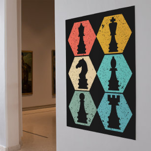 Poster du coucher de soleil pour pièces d'échecs V
