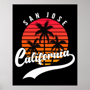 Poster du coucher de soleil San Jose Retro