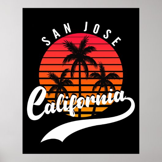 Poster du coucher de soleil San Jose Retro (Devant)
