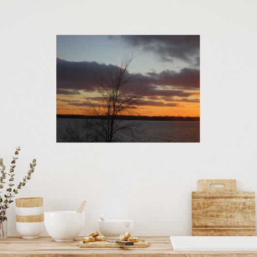 Poster du coucher de soleil sur le lac (Cuisine)