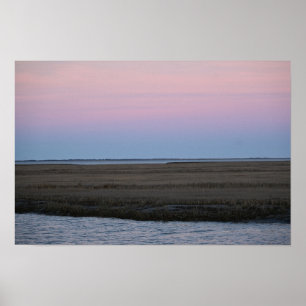 Poster du coucher de soleil sur le paysage aquatiq
