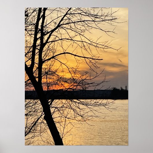 Poster du coucher du soleil de la rivière (Devant)