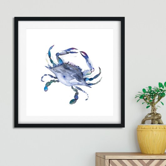 Poster du crabe bleu aquarelle
