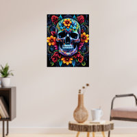 Poster du crâne de fleurs