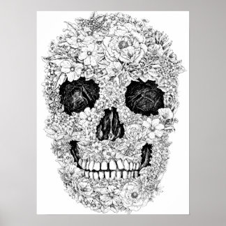 Poster du crâne de fleurs