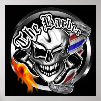 Poster du crâne en barbier