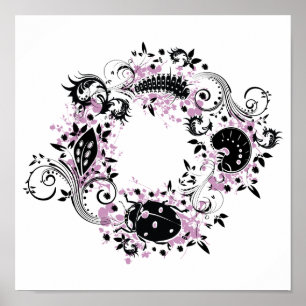 Poster du cycle de vie de Ladybug - violet