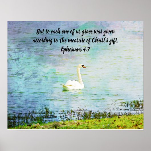Poster du cygne gracieux et de l'écriture biblique (Devant)